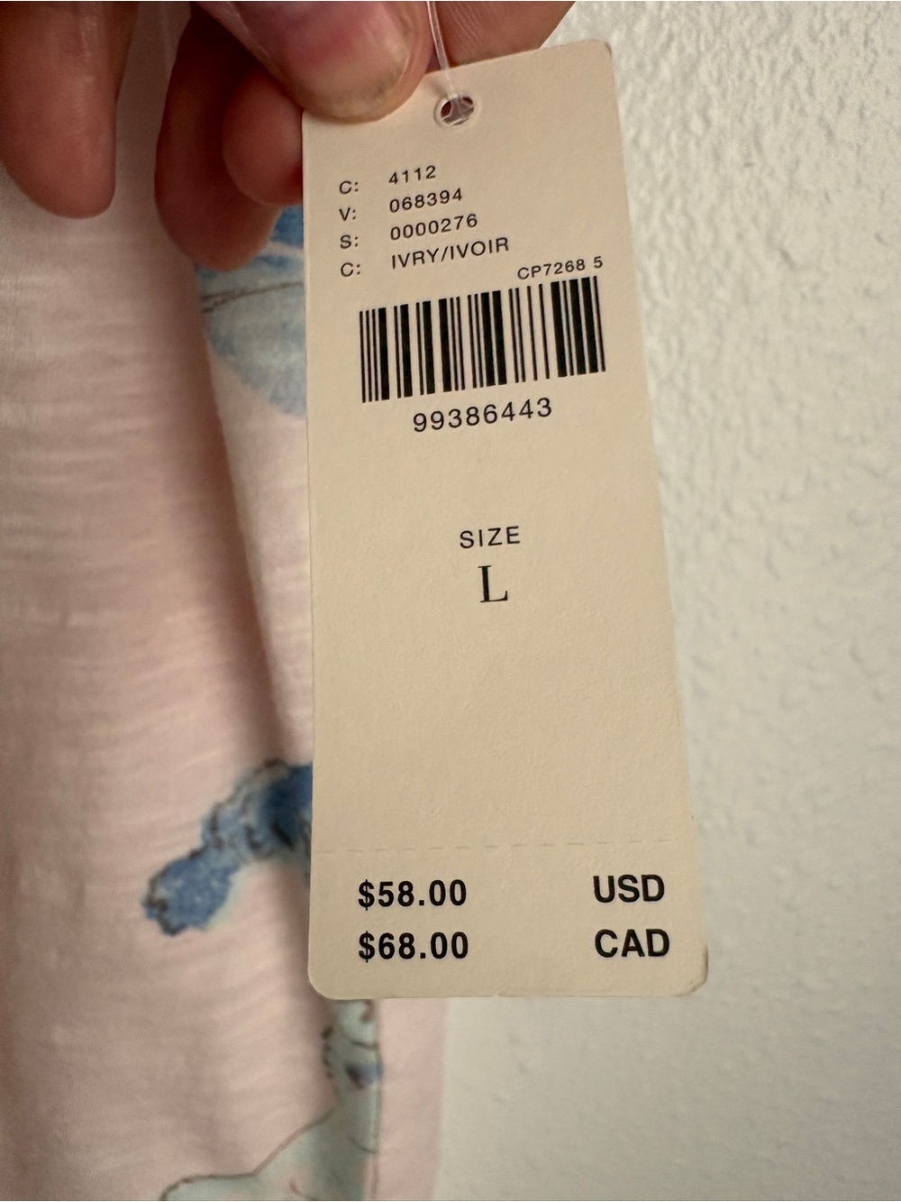 Anthropologie | Pilcro Bennie Cotton Slim Watercolor Crew Neck Tee Pink Blue L - Picture 6 of 9
